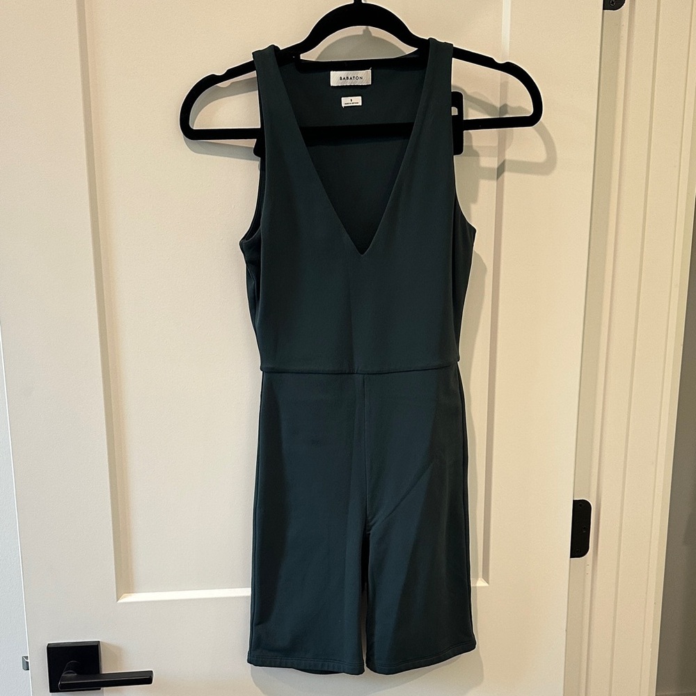 Aritzia/Babaton Deep Green V-Neck Romper